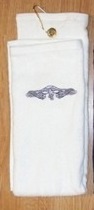 Towels - Golf/Fishing white w/embroidered silver dolphins