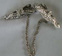 Vest Clasps - Silver Dolphins shiny with chain