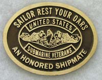 Grave Marker - Bronze w/USSVI Logo and Sailor Rest Your Oars 4 1/2 x 5 3/4