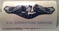 Decal - Dolphins w/US Submarine Service  3 x 6 (outside)