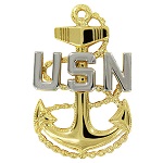 Pin - Navy cap device regulation size E-7 chief without cap band (unmounted).