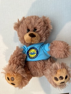 K4K Teddy Bear  blue shirt  polyester  7 inch