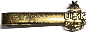 USN Chief E7 gold tie bar with clasp